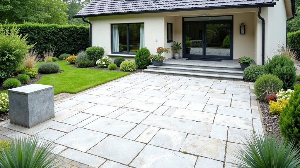 Finished patio with various stone layout patterns