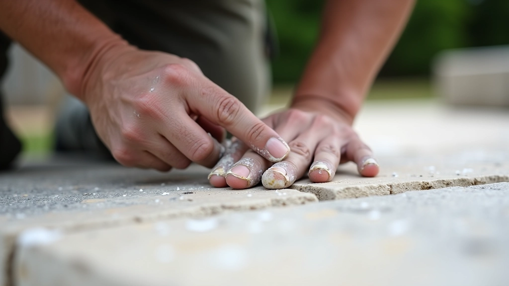 Close-up of frost-resistant grouting between stone slabs