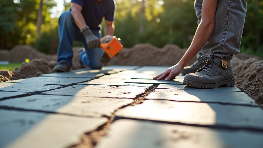 Professional patio installation in progress